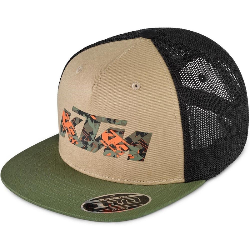 KTM Logo Trucker cepure melna-bēša-haki krāsā
