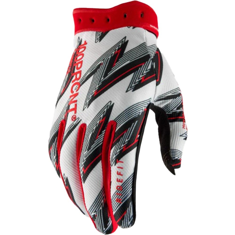 Motokrosa cimdi 100% Ridefit balti-sarkani