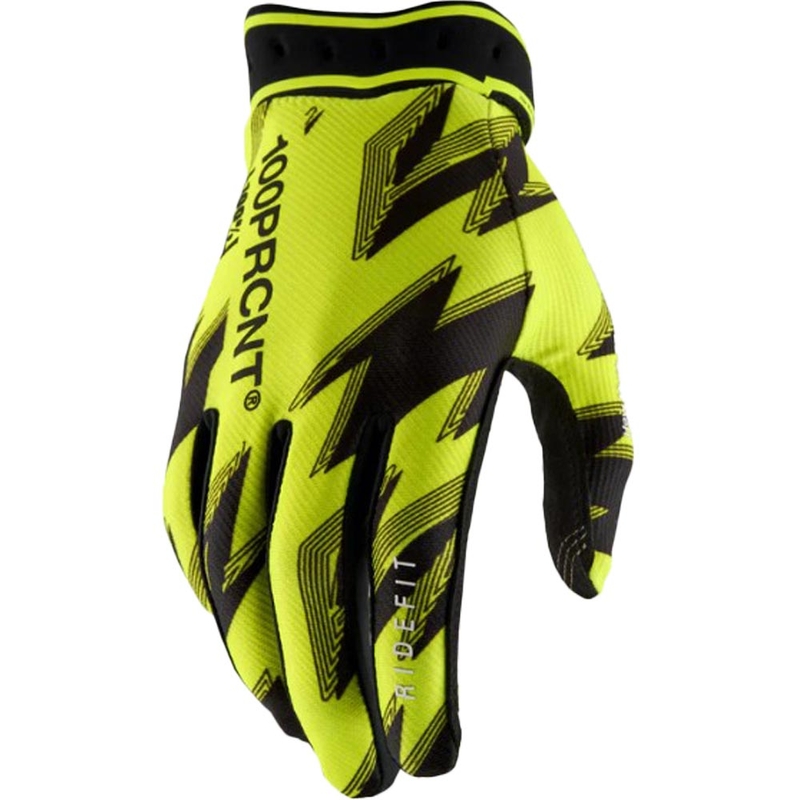 Motokrosa cimdi 100% Ridefit fluo dzelteni-melni