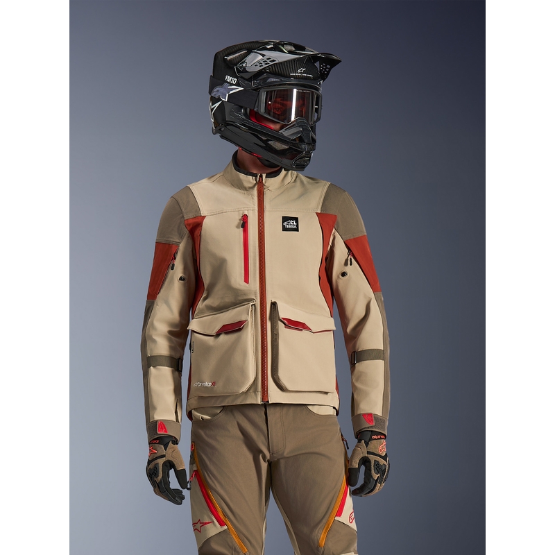 Alpinestars Maxdura Drystar XF motocikla jaka brūna-oranža