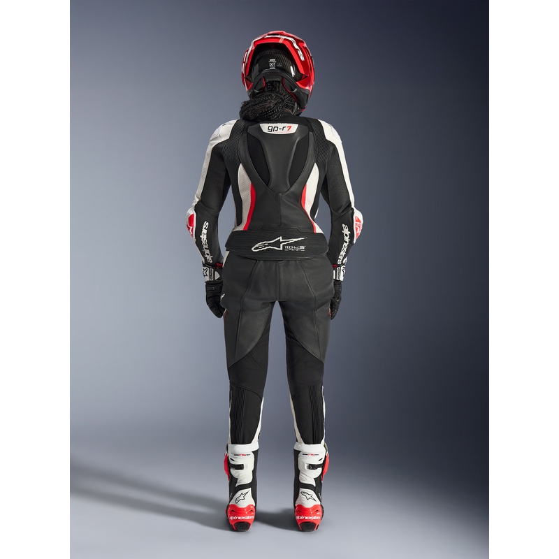 Sieviešu divdaļīgs ādas motocikla kombinezons Alpinestars Stella GP-R7 melns-balts-fluorescējoši sarkans