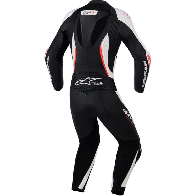 Sieviešu divdaļīgs ādas motocikla kombinezons Alpinestars Stella GP-R7 melns-balts-fluorescējoši sarkans