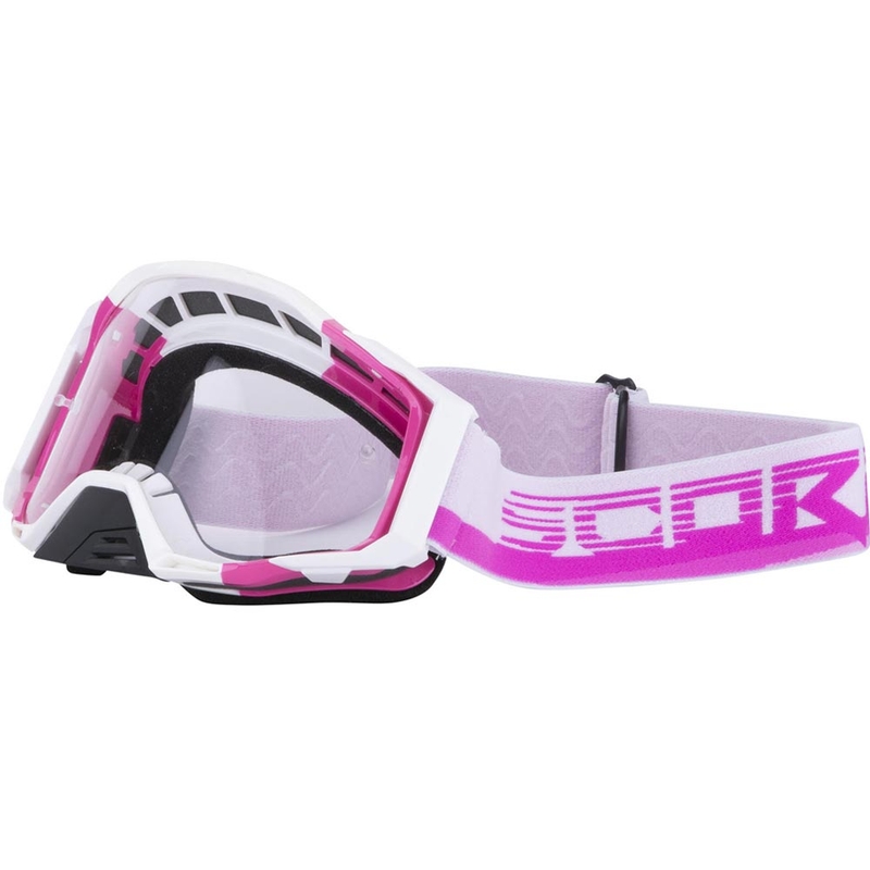 Scorpion MX maskas motokrosa brilles rozā-baltas