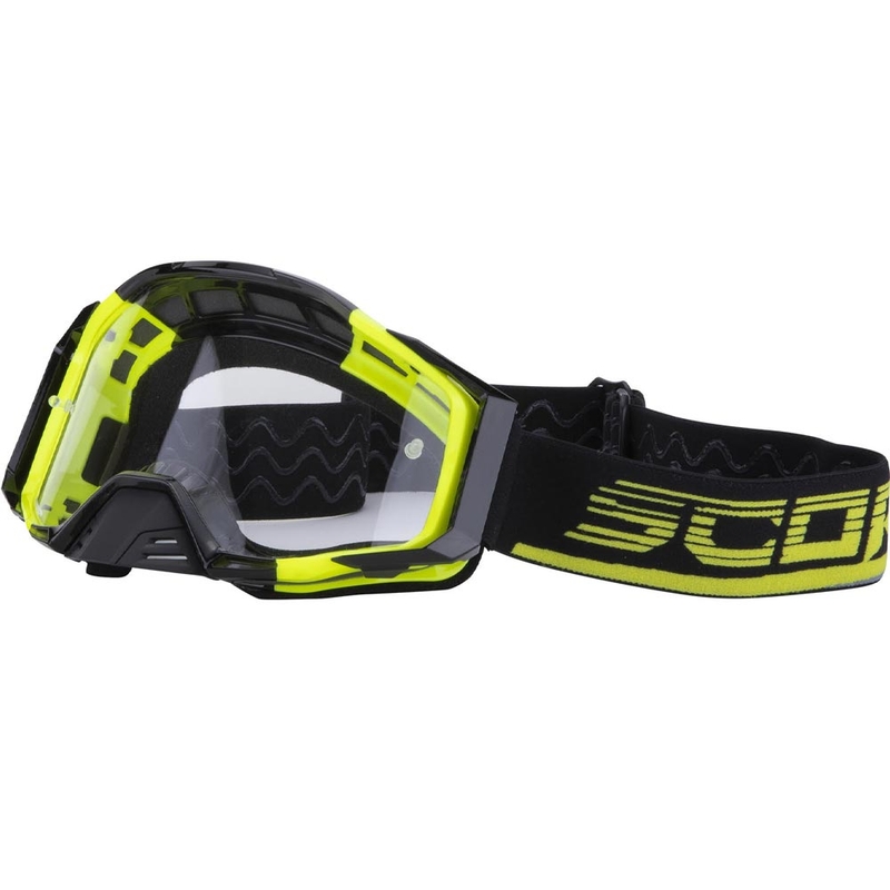 Scorpion MX maska, fluo dzelteni melna motokrosa brilles