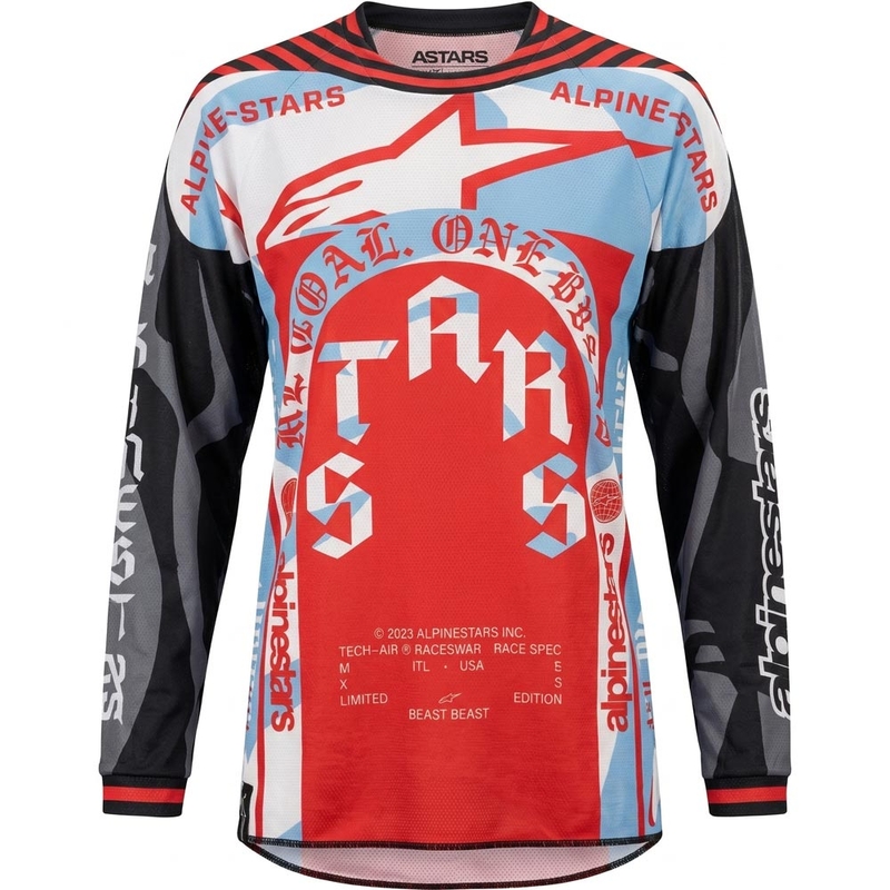 Alpinestars Techstar ierobežotā izdevuma Beast Coast motokrosa krekls pelēks-melns-oranžs