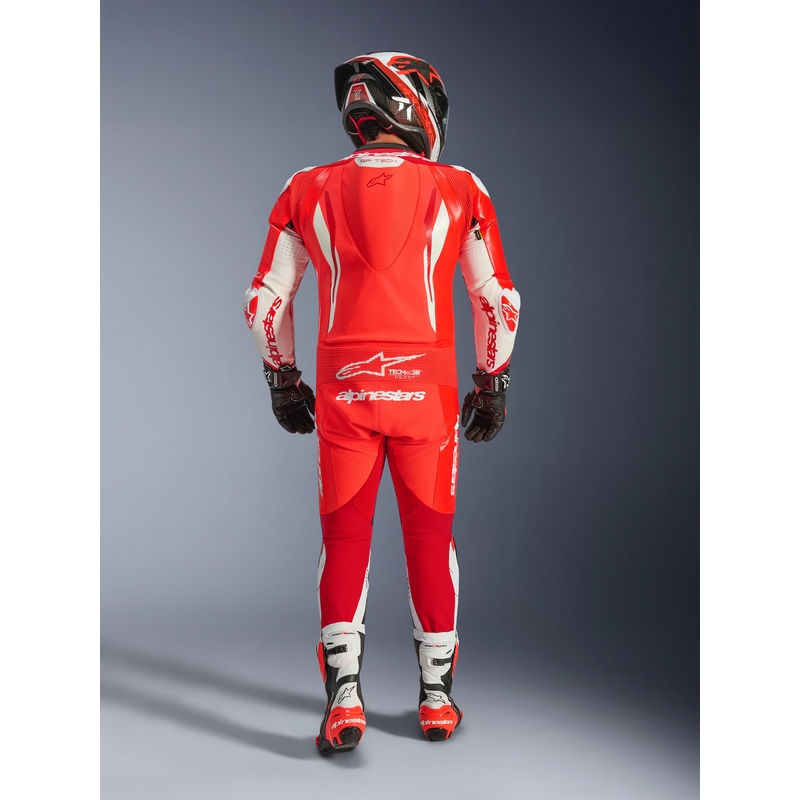 Alpinestars GP TECH V5 ādas motocikla kombinezons, fluorescējoši sarkans-sarkans-balts