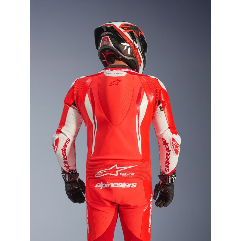 Alpinestars GP TECH V5 ādas motocikla kombinezons, fluorescējoši sarkans-sarkans-balts