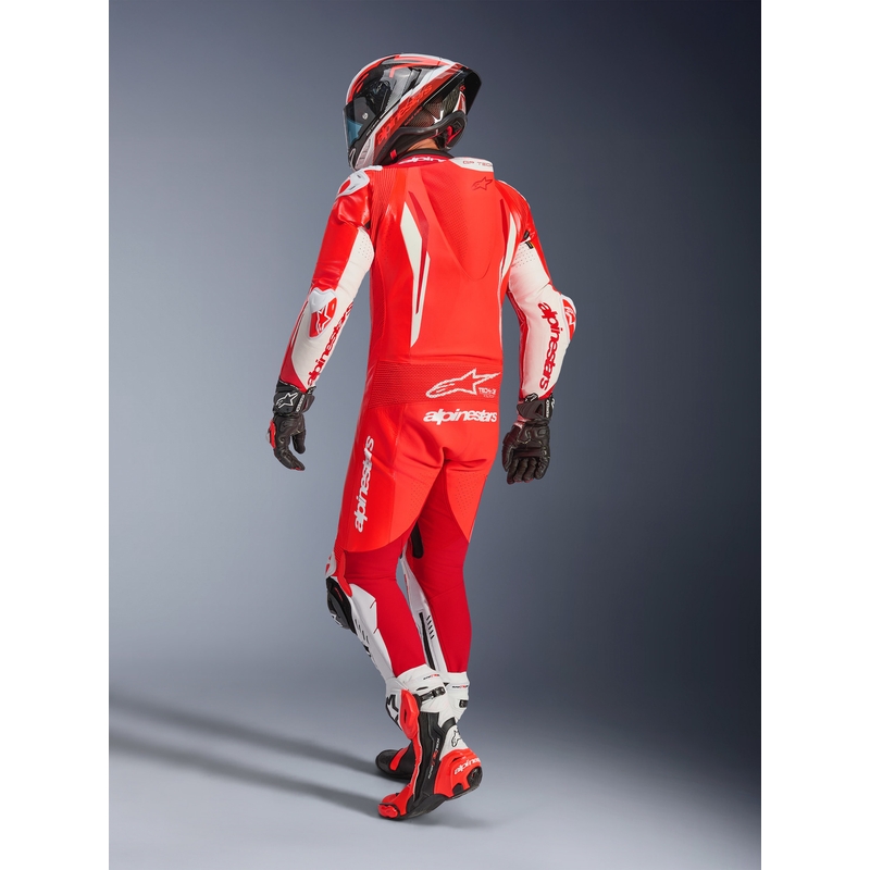 Alpinestars GP TECH V5 ādas motocikla kombinezons, fluorescējoši sarkans-sarkans-balts