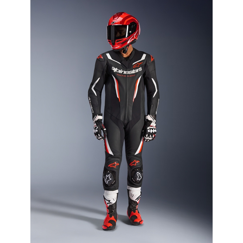 Alpinestars GP FORCE V2 viendaļīgs motocikla kombinezons melns-balts-fluorescējoši sarkans
