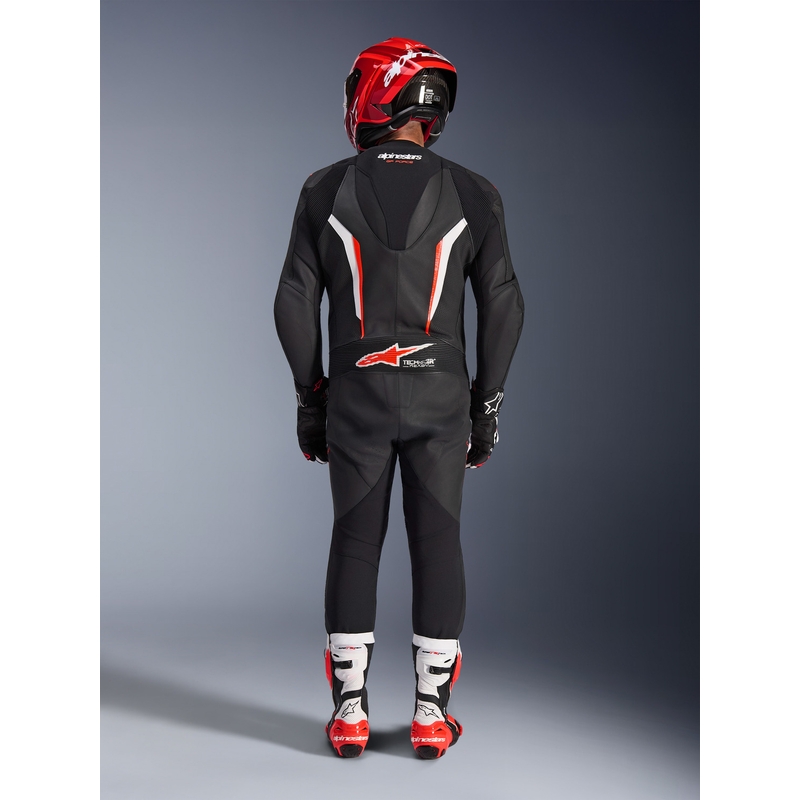 Alpinestars GP FORCE V2 viendaļīgs motocikla kombinezons melns-balts-fluorescējoši sarkans