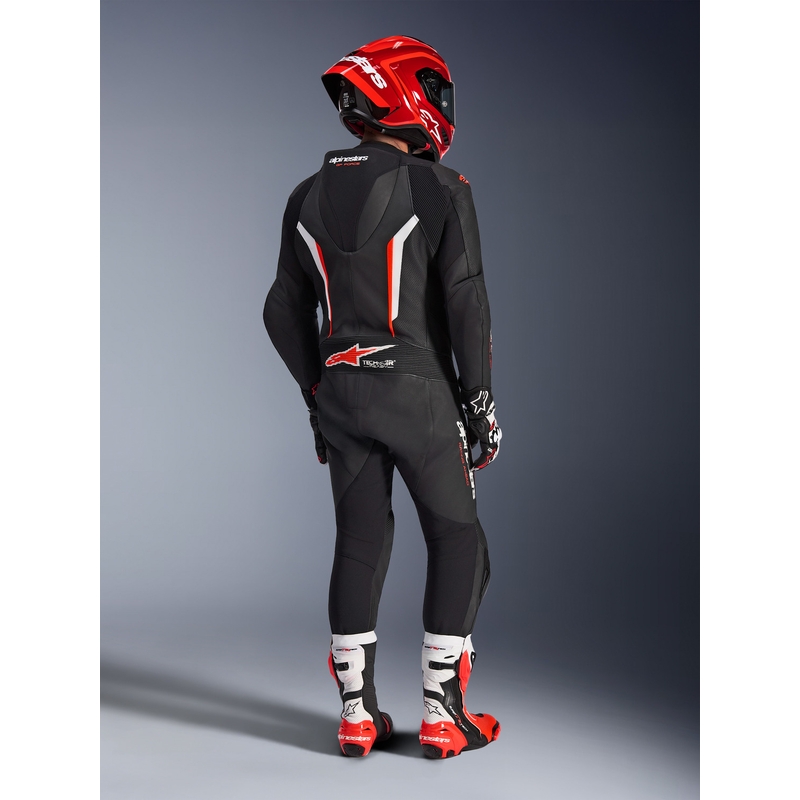 Alpinestars GP FORCE V2 viendaļīgs motocikla kombinezons melns-balts-fluorescējoši sarkans