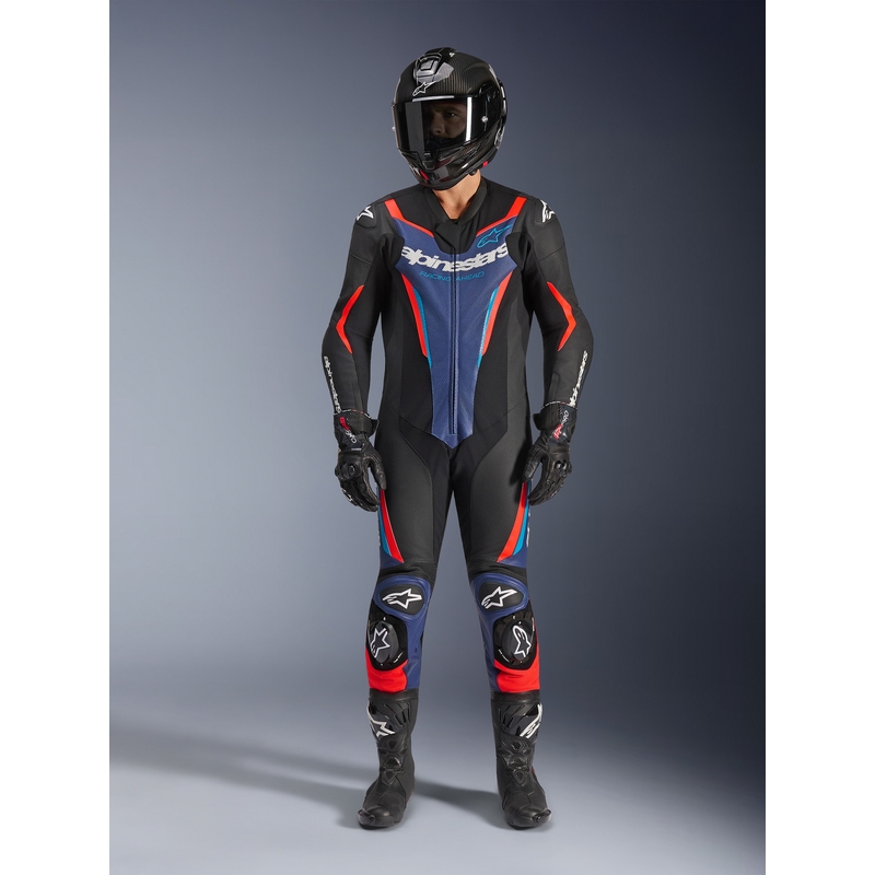 Alpinestars GP FORCE V2 viendaļīgs motocikla kombinezons melns-zils-fluorescējošs sarkans-