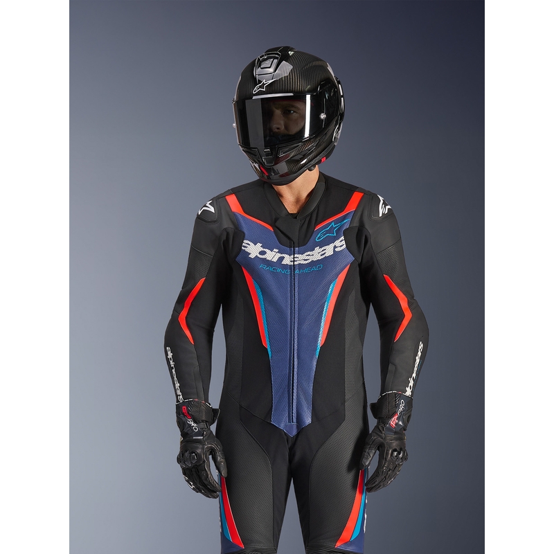 Alpinestars GP FORCE V2 viendaļīgs motocikla kombinezons melns-zils-fluorescējošs sarkans-