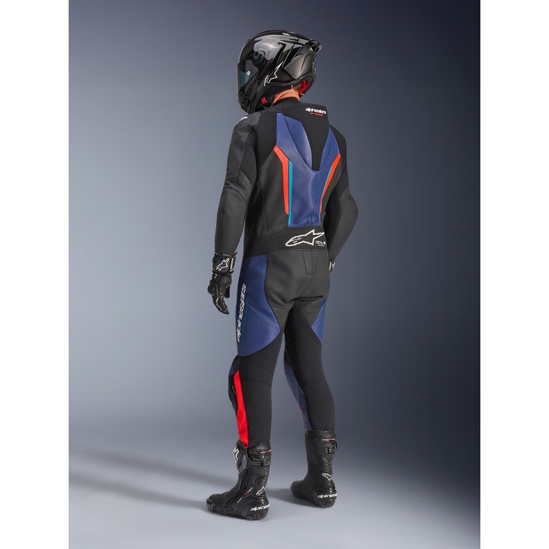 Alpinestars GP FORCE V2 viendaļīgs motocikla kombinezons melns-zils-fluorescējošs sarkans-