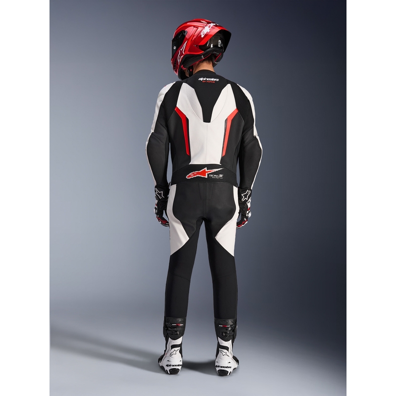 Alpinestars GP FORCE V2 viendaļīgs motocikla kombinezons balts-melns-fluorescējošs sarkans