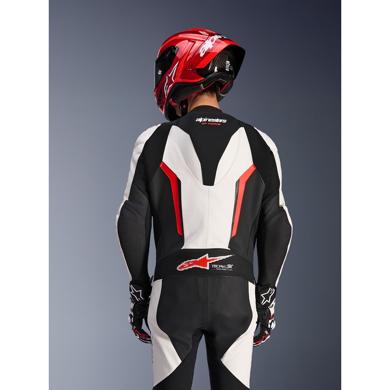 Alpinestars GP FORCE V2 viendaļīgs motocikla kombinezons balts-melns-fluorescējošs sarkans