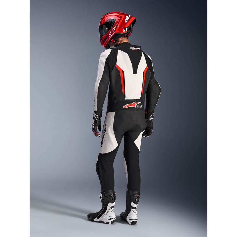 Alpinestars GP FORCE V2 viendaļīgs motocikla kombinezons balts-melns-fluorescējošs sarkans