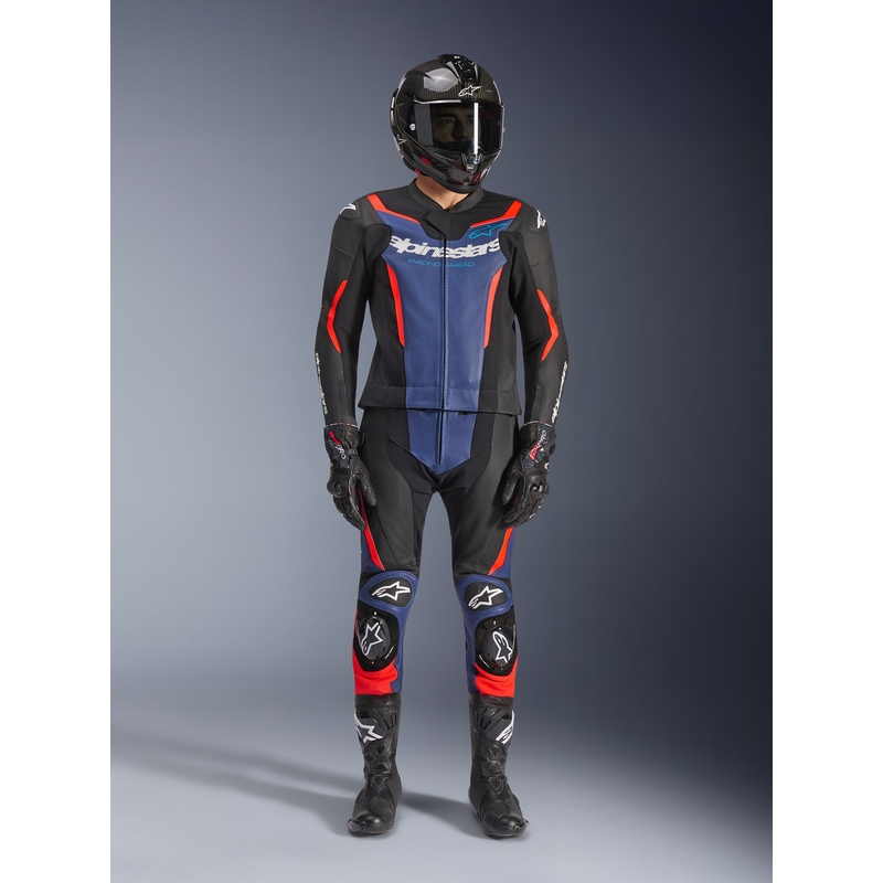 Alpinestars GP Force V2 divdaļīgs motocikla kombinezons melns-zils-fluorescējošs sarkans