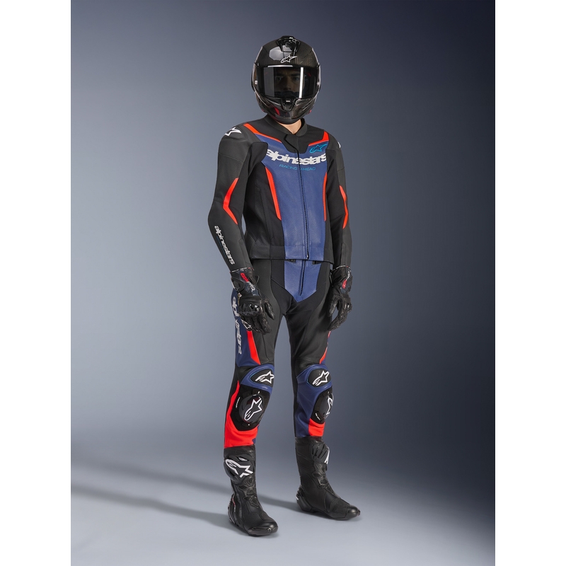 Alpinestars GP Force V2 divdaļīgs motocikla kombinezons melns-zils-fluorescējošs sarkans