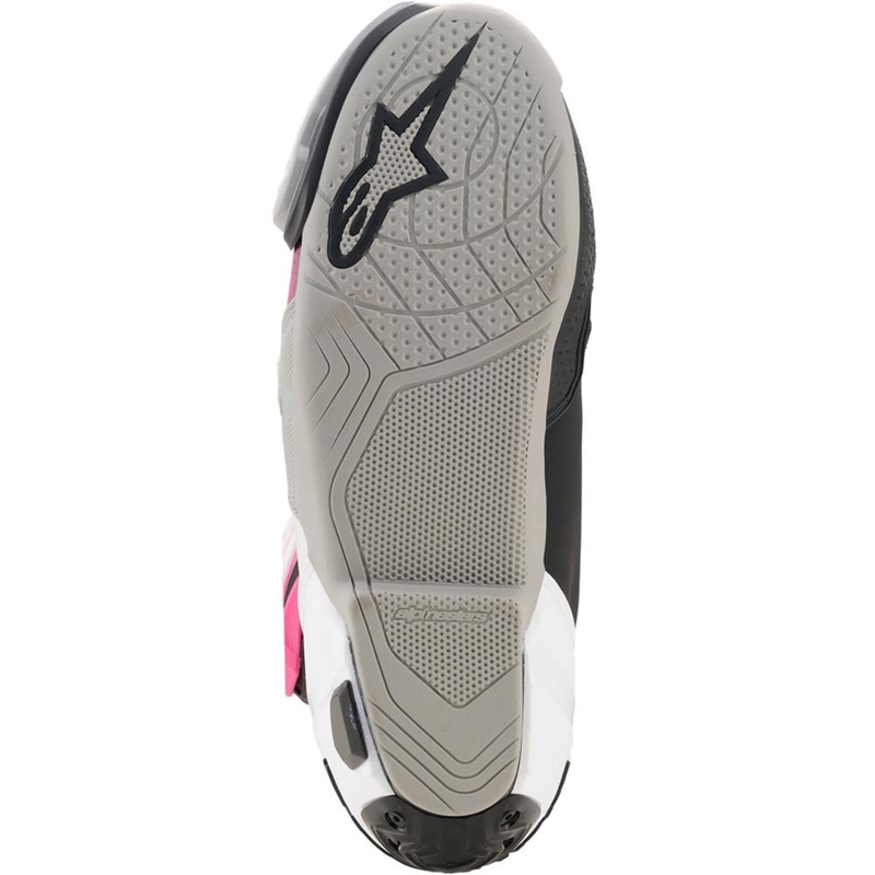 Alpinestars Supertech R motociklu zābaki melni-balti-rozā-dzelteni
