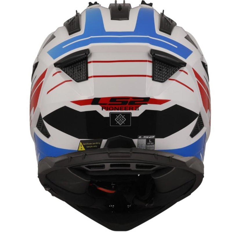 Enduro motocikla ķivere LS2 MX702 PIONEER II NAMIB balta-zila-sarkana