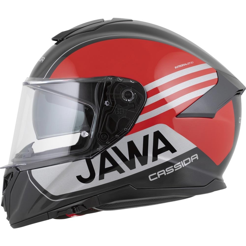 Cassida Integral GT 2.1 Jawa Sport motocikla ķivere, melna-pērļu-sarkana-sudraba
