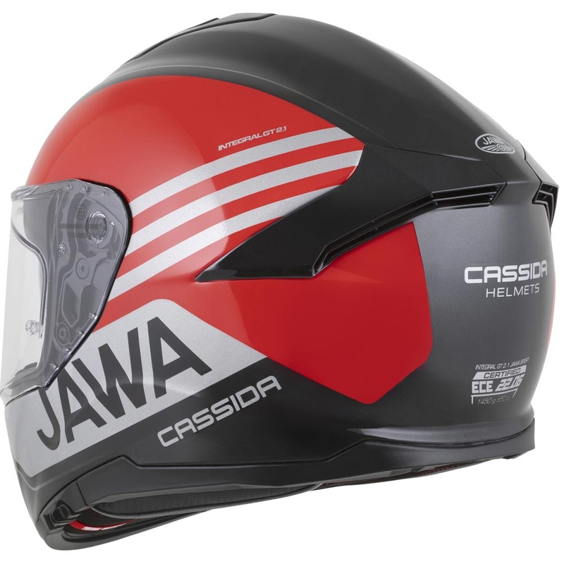 Cassida Integral GT 2.1 Jawa Sport motocikla ķivere, melna-pērļu-sarkana-sudraba