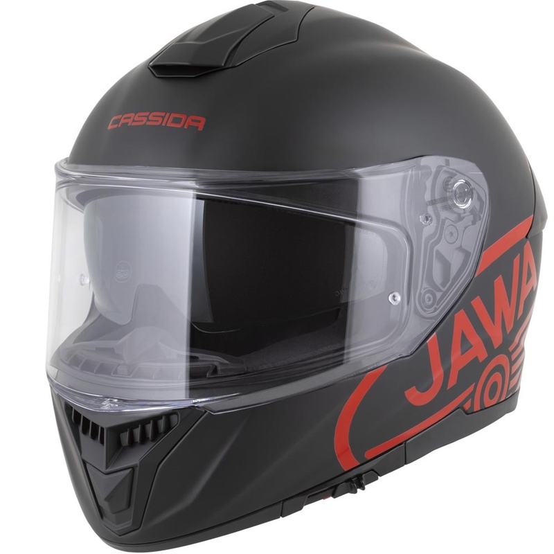 Cassida Integral GT 2.1 Jawa Solid pilna izmēra motocikla ķivere, matēti melna-spīdīgi sarkana