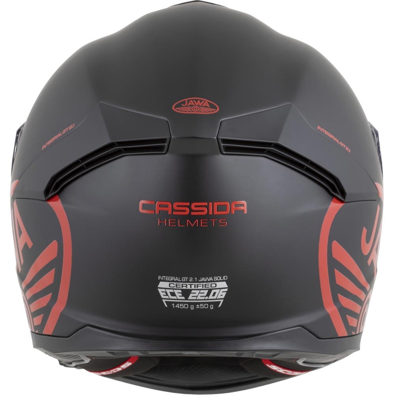 Cassida Integral GT 2.1 Jawa Solid pilna izmēra motocikla ķivere, matēti melna-spīdīgi sarkana
