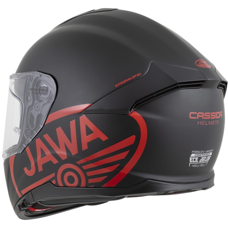 Cassida Integral GT 2.1 Jawa Solid pilna izmēra motocikla ķivere, matēti melna-spīdīgi sarkana