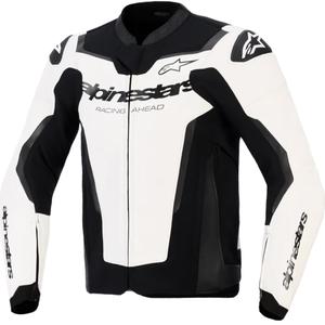 Alpinestars GP Force V2 ādas motocikla jaka, balta-melna