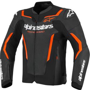 Alpinestars GP Force V2 Airflow ādas motocikla jaka melna-fluorescējoši sarkana-balta