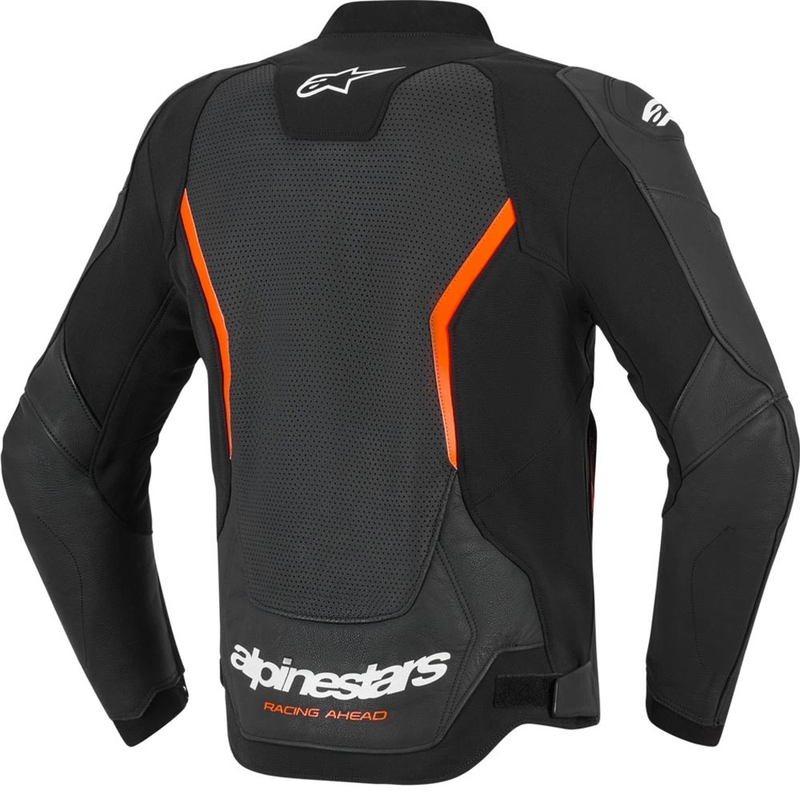 Alpinestars GP Force V2 Airflow ādas motocikla jaka melna-fluorescējoši sarkana-balta