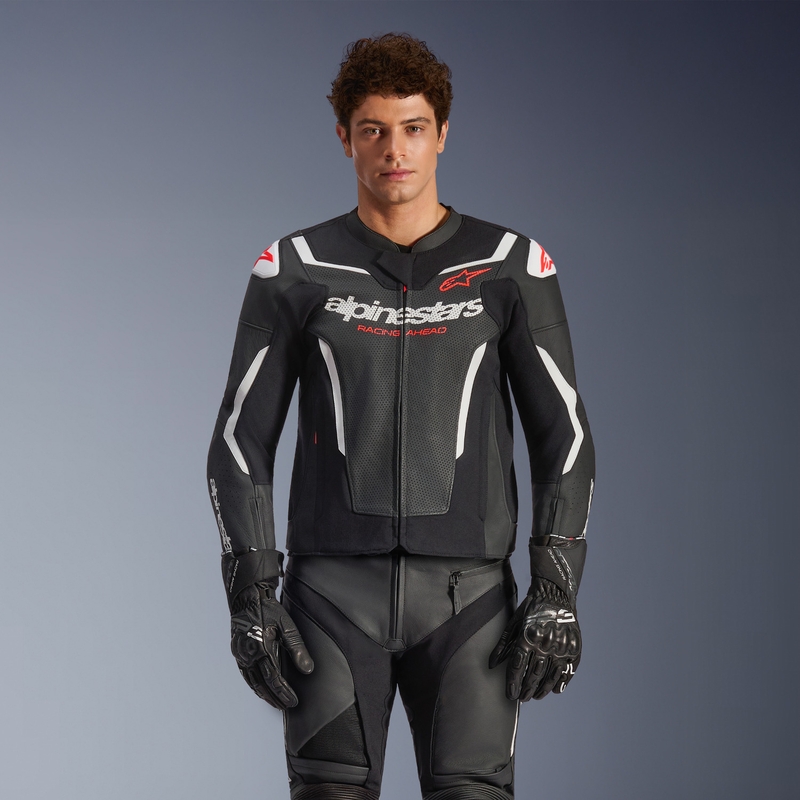 Alpinestars GP Force V2 Airflow ādas motocikla jaka melna-balta