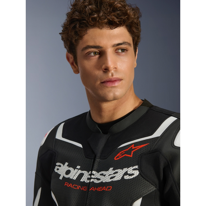 Alpinestars GP Force V2 Airflow ādas motocikla jaka melna-balta