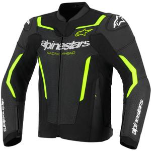 Alpinestars GP Force V2 Airflow ādas motocikla jaka melna-fluorēta dzeltena