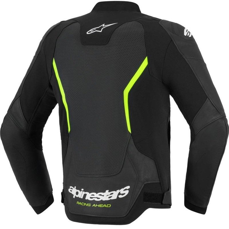 Alpinestars GP Force V2 Airflow ādas motocikla jaka melna-fluorēta dzeltena