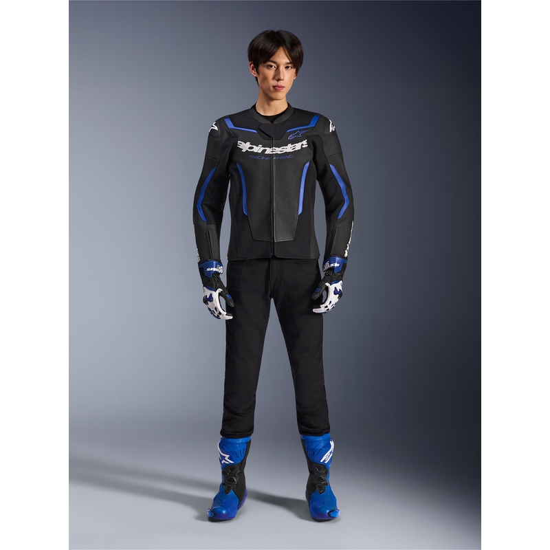 Alpinestars GP Force V2 Airflow ādas motocikla jaka melna-metāliski zila