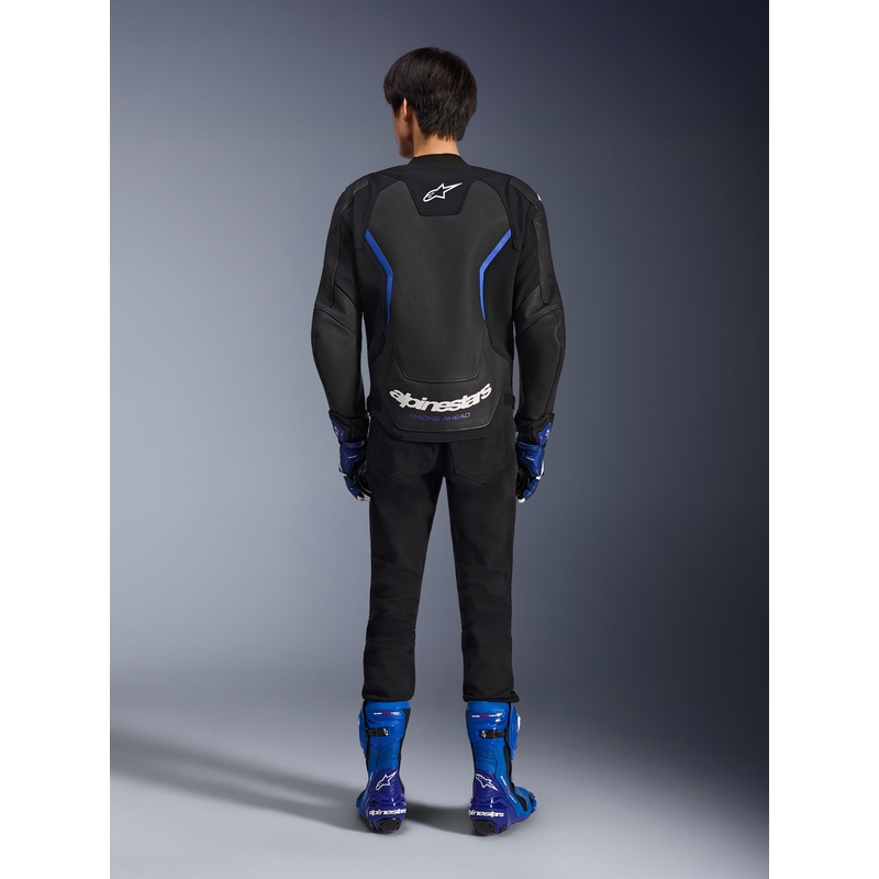 Alpinestars GP Force V2 Airflow ādas motocikla jaka melna-metāliski zila