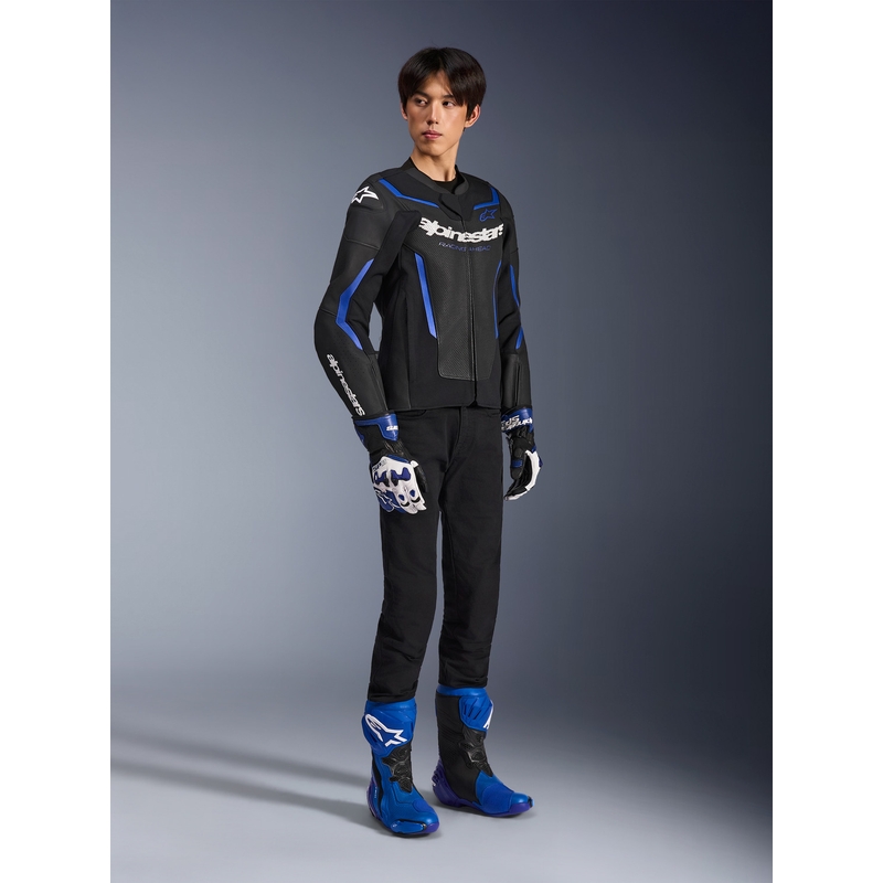 Alpinestars GP Force V2 Airflow ādas motocikla jaka melna-metāliski zila