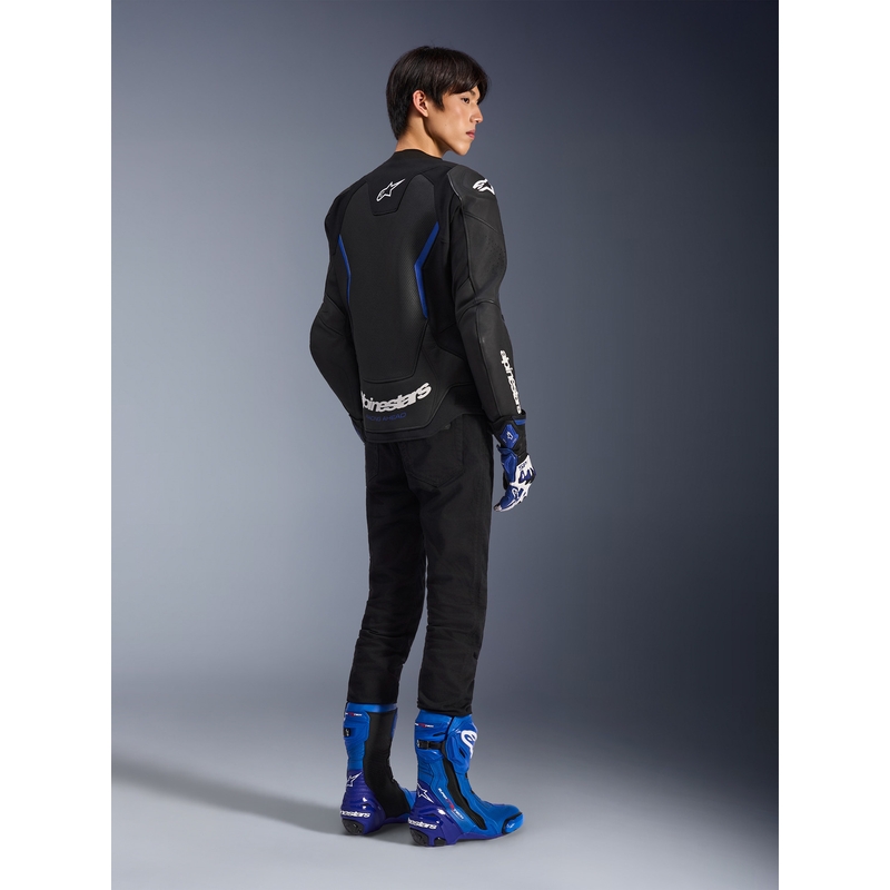 Alpinestars GP Force V2 Airflow ādas motocikla jaka melna-metāliski zila