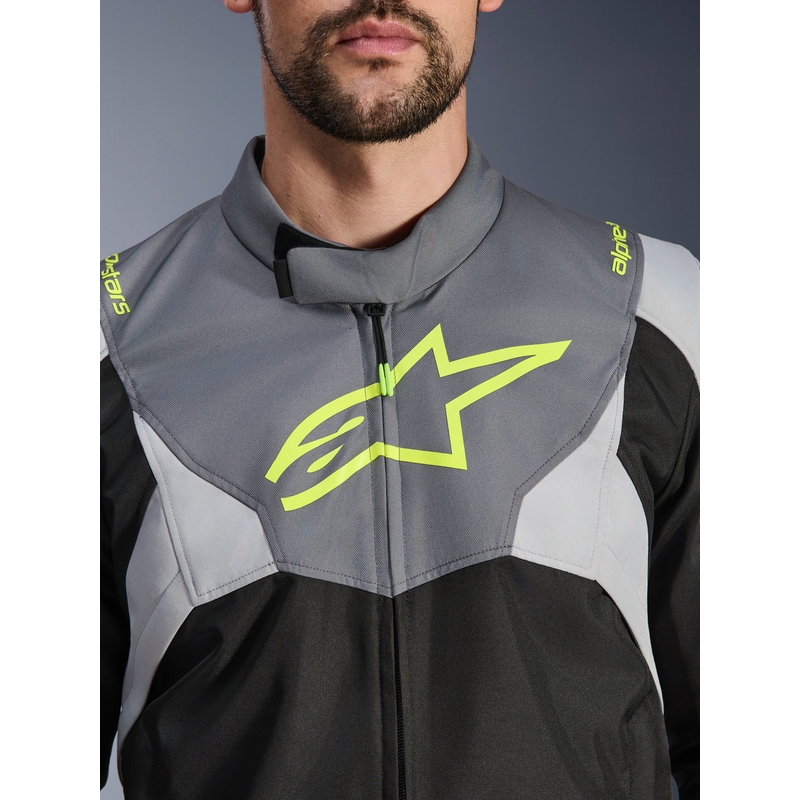 Alpinestars T-JAWS V4 ūdensnecaurlaidīga motocikla jaka melna-gaiši pelēka-pelēka