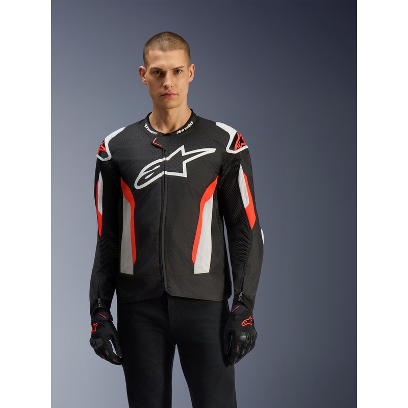 Alpinestars T-GP AIR motocikla jaka melna-fluorescējoši sarkana