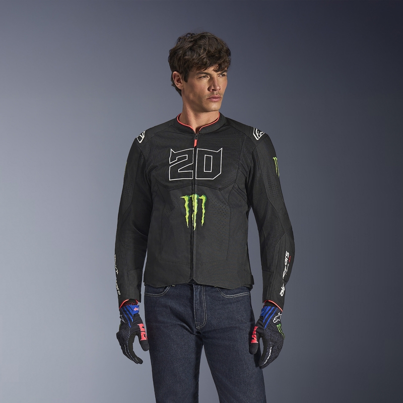 Alpinestars T-SPS Air V2 Monster FQ20 motocikla jaka, melni balta, kolekcija