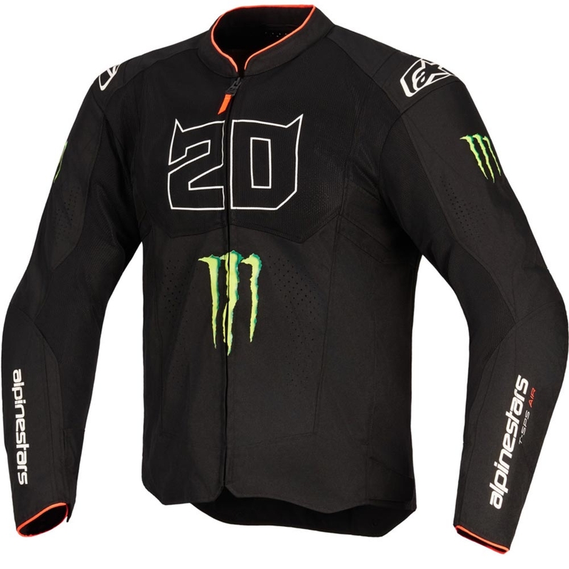 Alpinestars T-SPS Air V2 Monster FQ20 motocikla jaka, melni balta, kolekcija