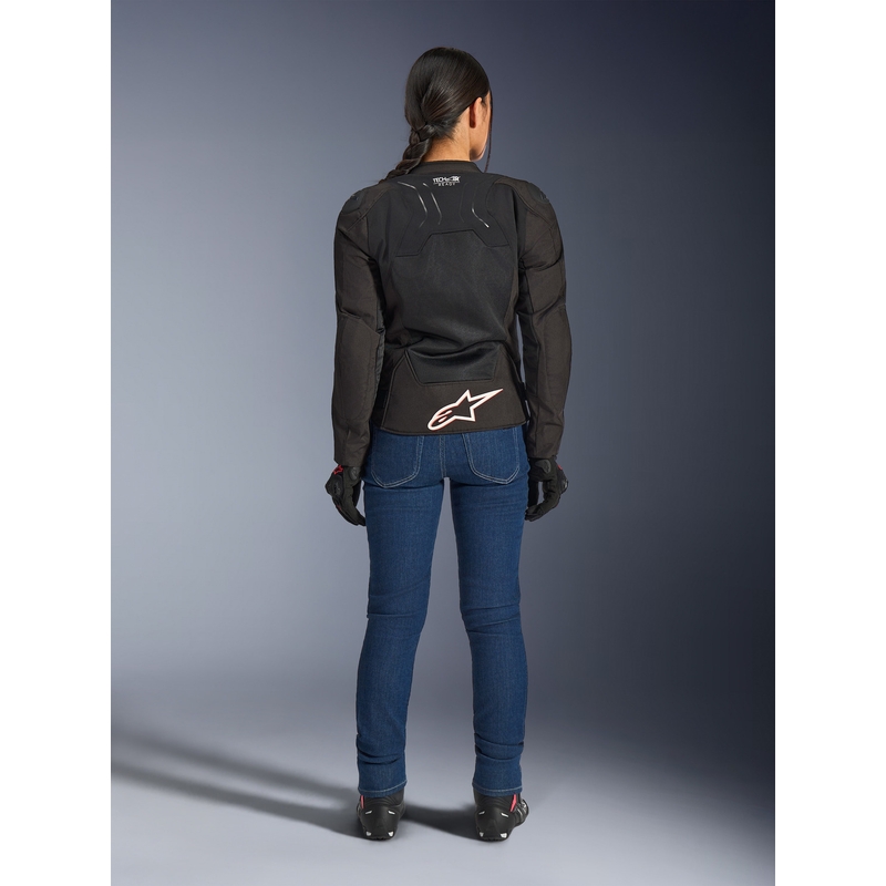 Alpinestars Stella SMX Air sieviešu motocikla jaka melna-balta-fluorescējoši sarkana