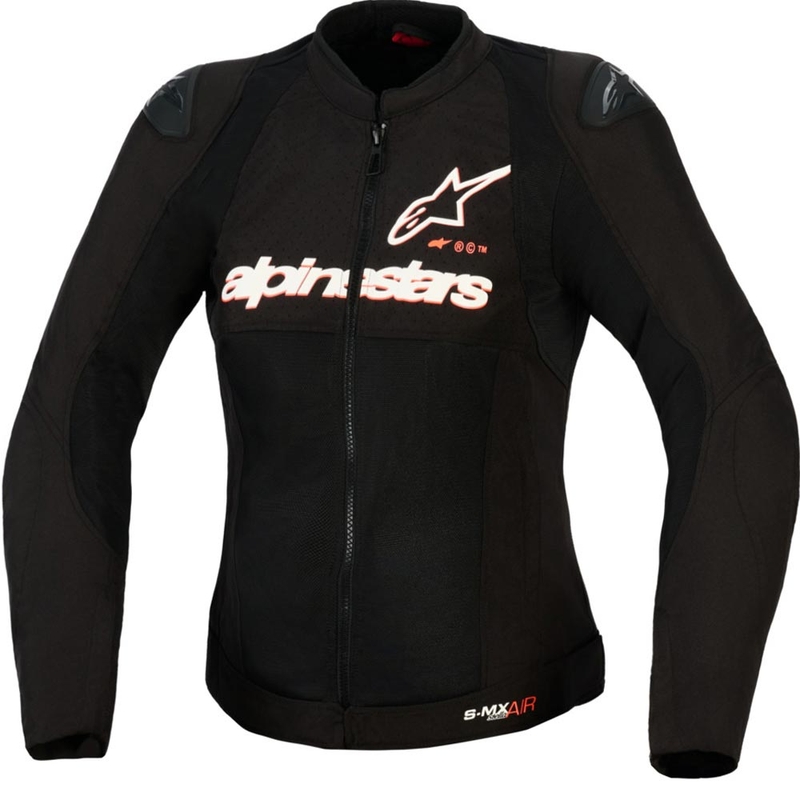 Alpinestars Stella SMX Air sieviešu motocikla jaka melna-balta-fluorescējoši sarkana