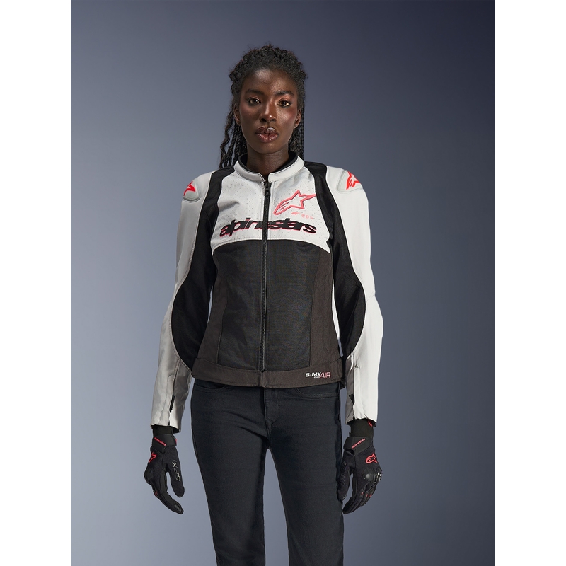 Alpinestars Stella SMX Air sieviešu motocikla jaka gaiši pelēka-melna-rozā