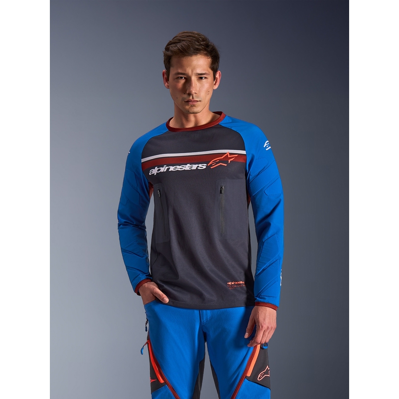 Alpinestars Maxdura Dual motokrosa krekls tumši pelēks-zils-oranžs