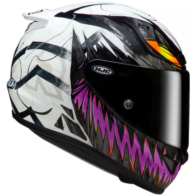 Pilna motocikla ķivere HJC RPHA 12 Anti Venom 2 Marvel MC8 melna-balta-violeta